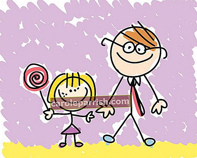 glückliche Vatertagskarte mit einer kindlichen Zeichnung, die einen Papa zeigt, der ein Kind an der Hand hält